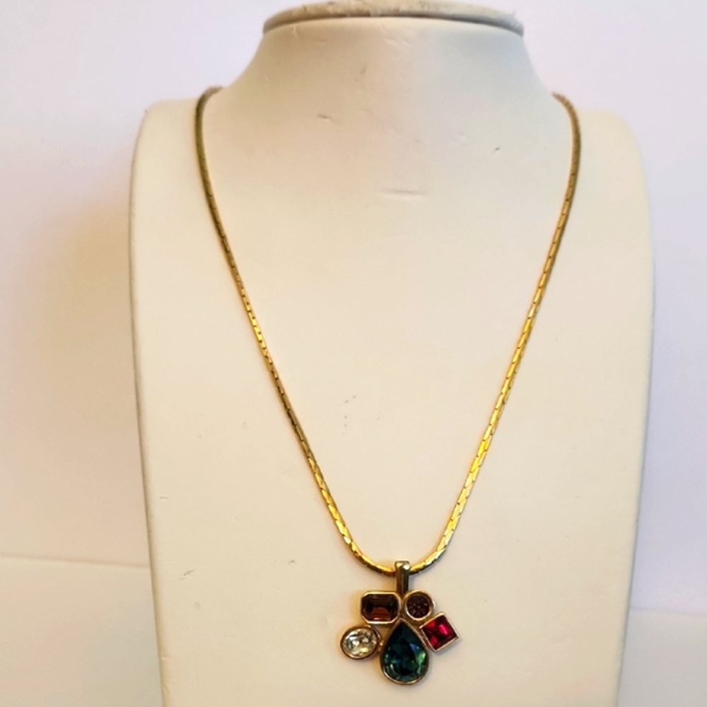 Givenchy Goldtone Necklace with Multicolor Gemstones